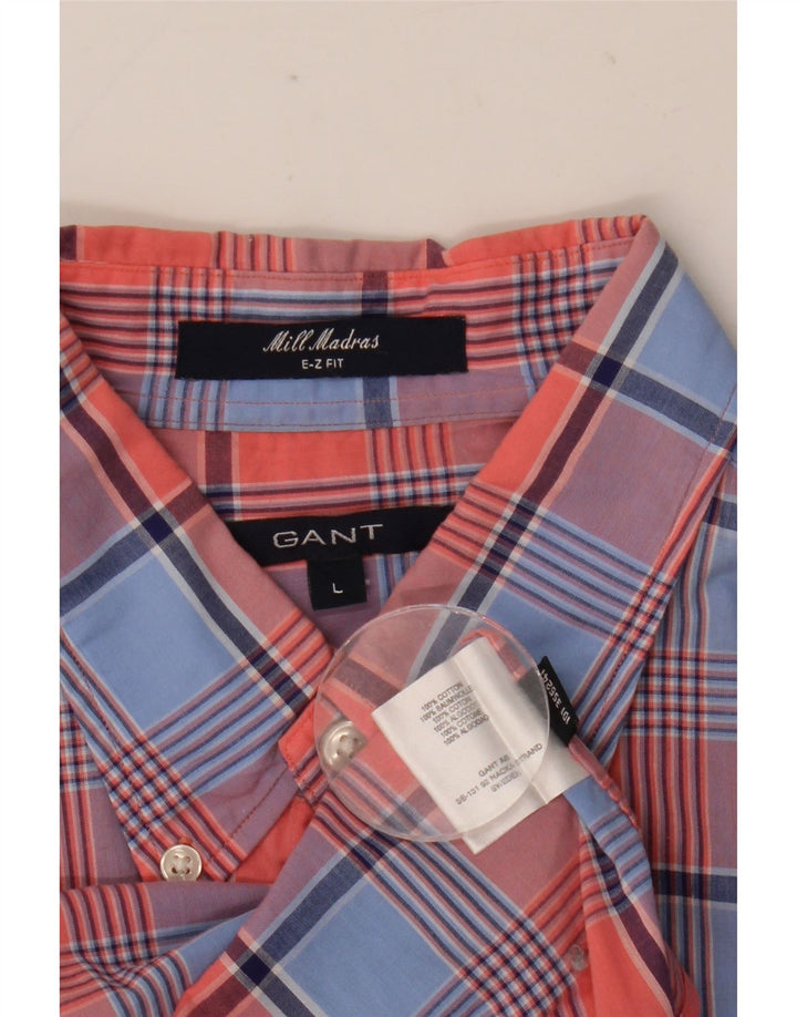 Gant Mens E-Z Fit Short Sleeve Shirt Large Multicoloured Check Cotton