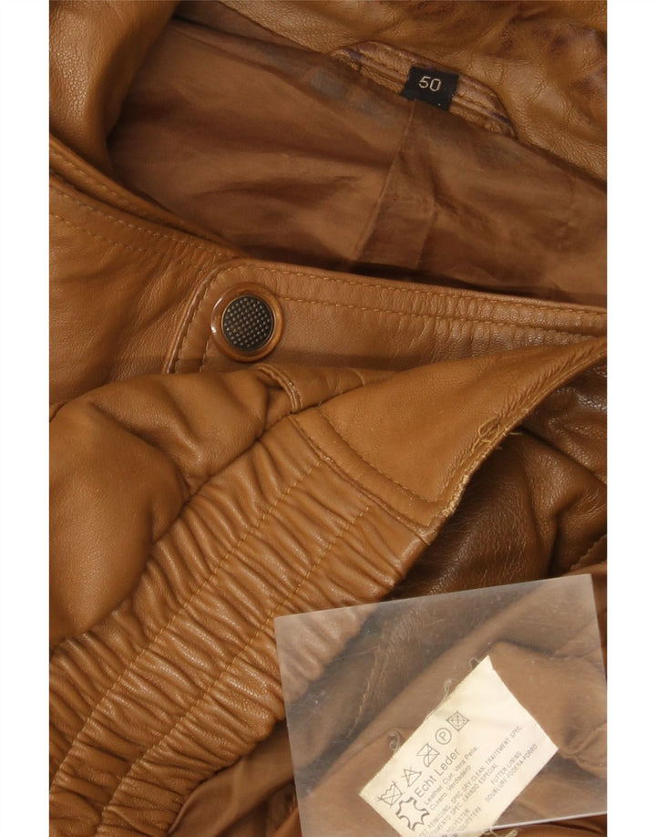 Vintage Mens Bomber Leather Jacket EU 50 Large Brown Leather