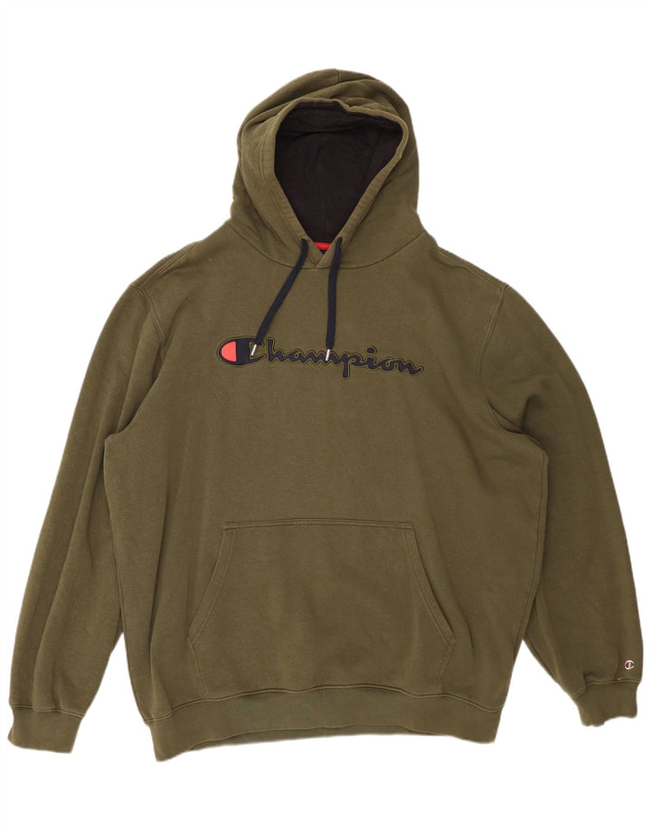 CHAMPION Mens Graphic Hoodie Jumper 3XL Khaki Cotton
