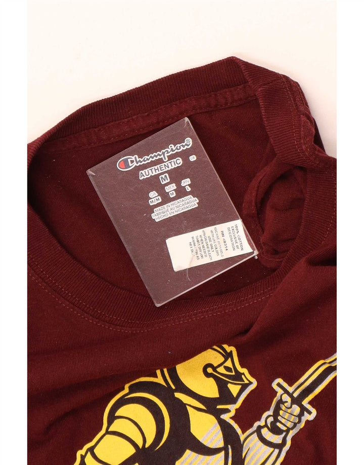 Champion Mens Graphic Top Long Sleeve Small Maroon Cotton