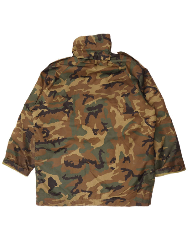 Vintage Mens Military Jacket UK 42 XL Khaki Camouflage Polyester