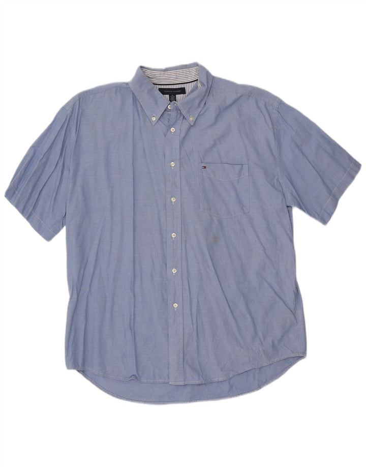 TOMMY HILFIGER Mens Short Sleeve Shirt XL Blue Cotton