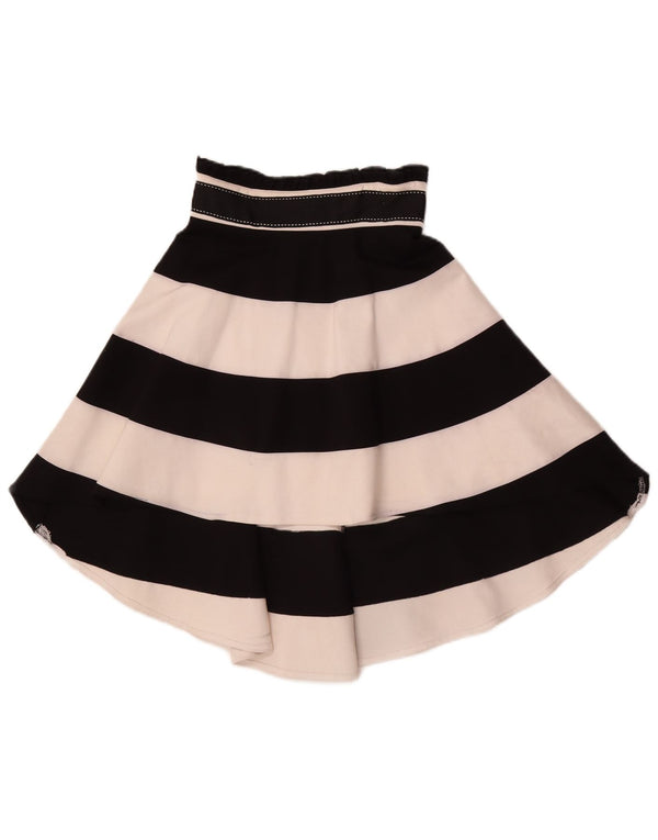 Relish Girls Asymmetric Circle Skirt 7-8 Years W22 Black Striped Polyester