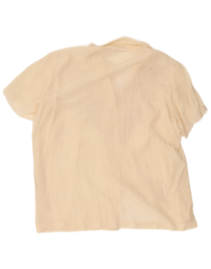 Vintage Womens Short Sleeve Shirt Blouse IT 42 Medium Off White Silk