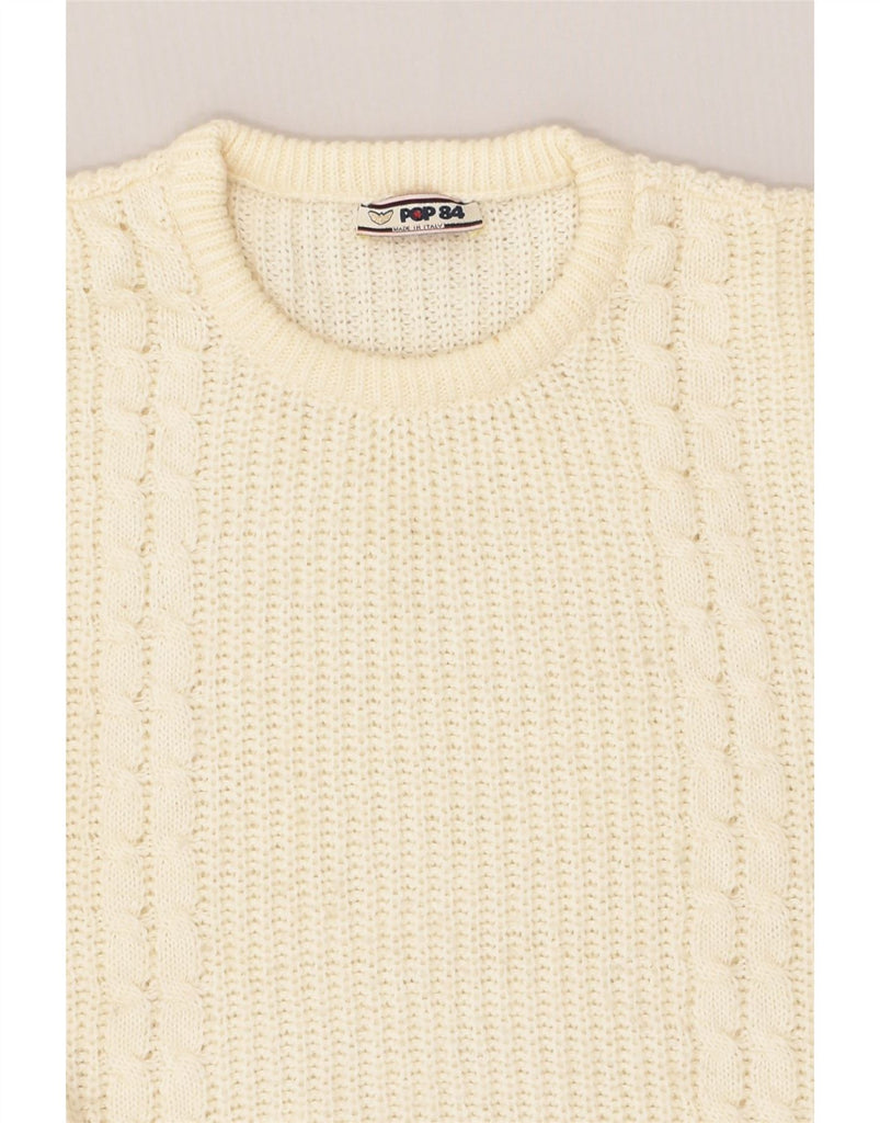 POP 84 Womens Crew Neck Jumper Sweater UK 22 3XL Off White Acrylic | Vintage POP 84 | Thrift | Second-Hand POP 84 | Used Clothing | Messina Hembry 