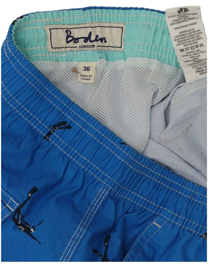 BODEN Mens Graphic Swimming Shorts Large Blue Polyester