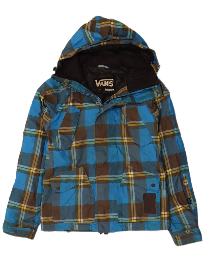 Vans Mens Hooded Windbreaker Jacket UK 36 Small Blue Check Polyester