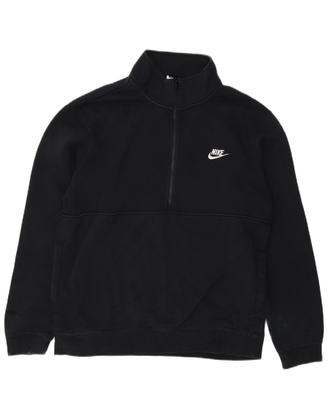 NIKE Mens Zip Neck Sweatshirt Jumper Large Black Cotton