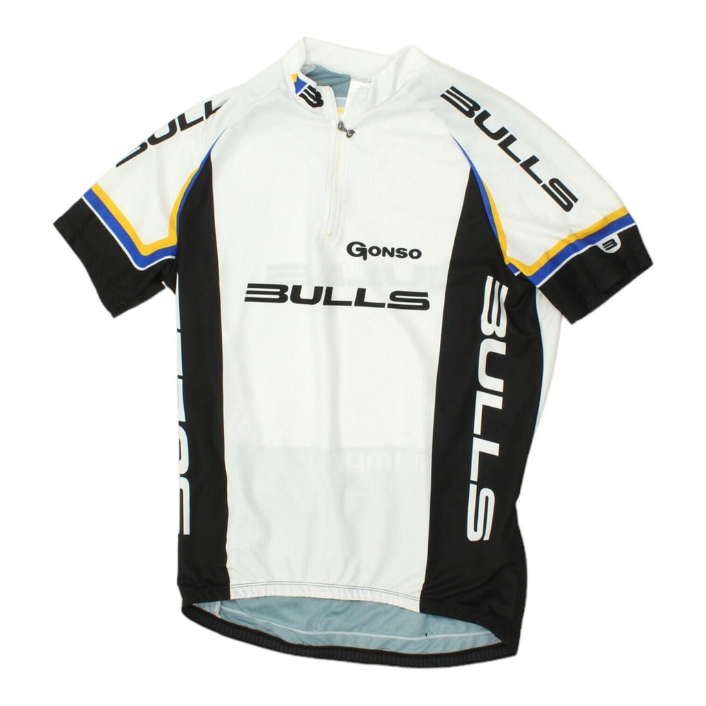 Gonso Bulls Mens White Short Sleeve Half Zip Cycling Jersey | Bikewear Sports Vintage Messina Hembry and Second-Hand Messina Hembry from Messina Hembry 