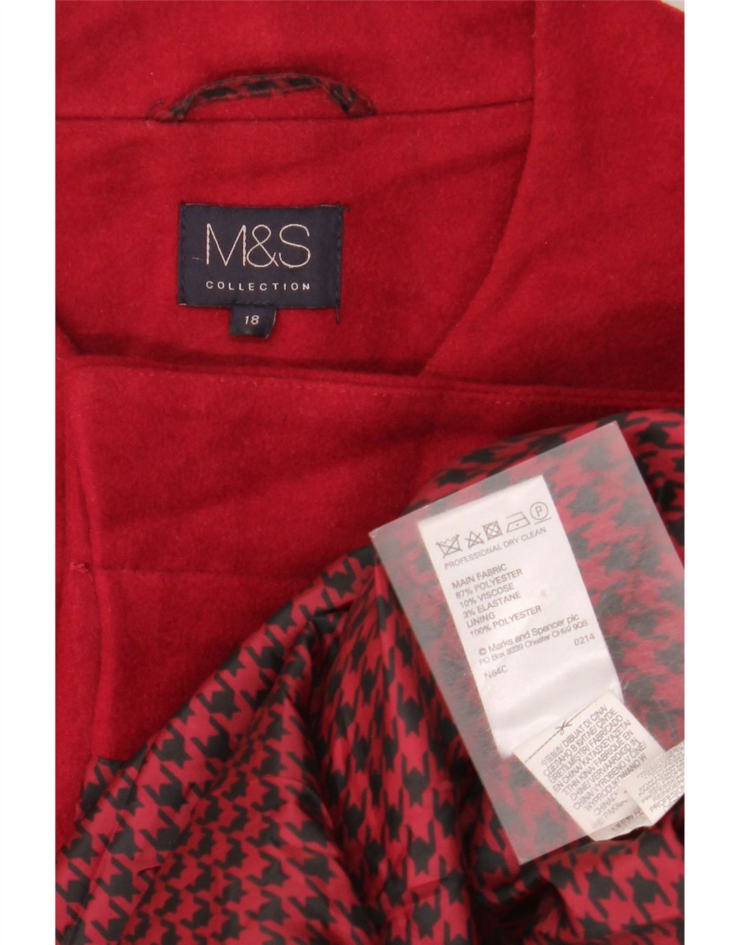 Marks & Spencer Womens Overcoat UK 18 XL Red Polyester