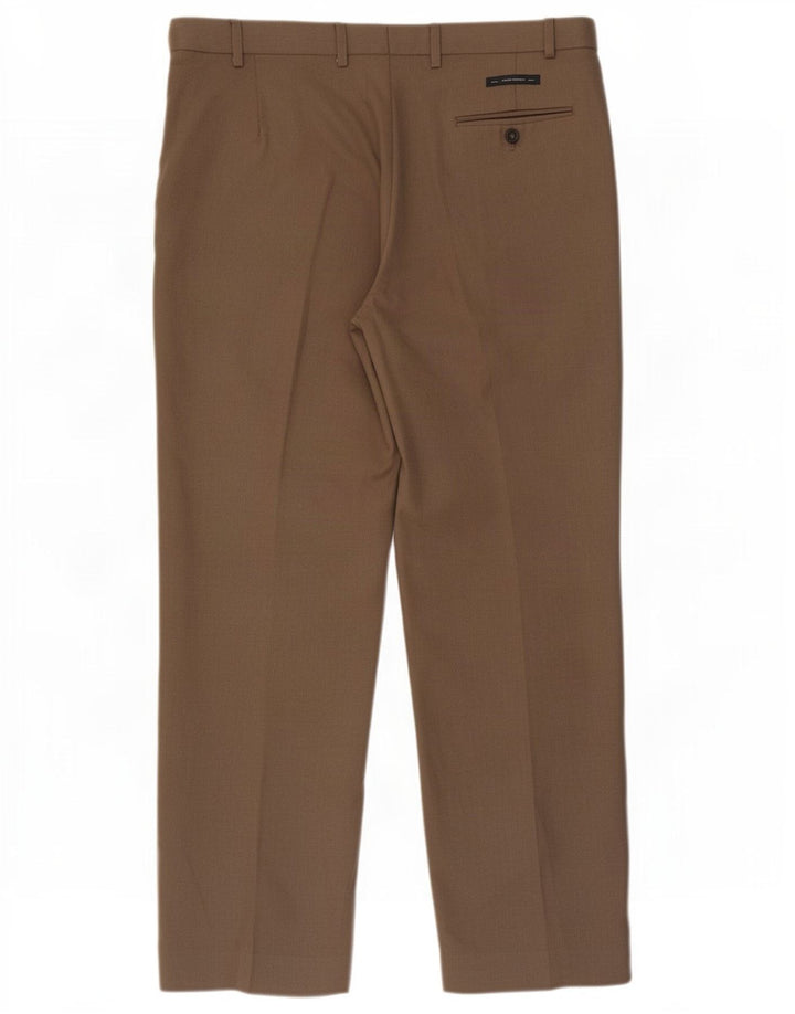 Marks & Spencer Mens Regular Fit Suit Trousers W40 L31 Brown Polyester