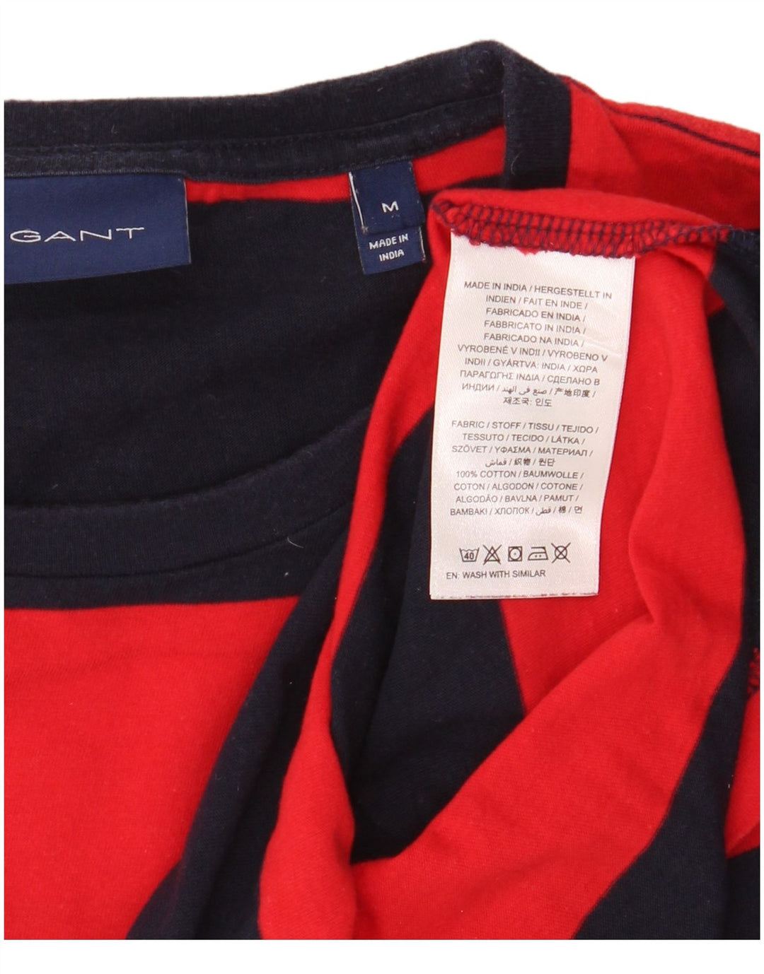 GANT Mens T-Shirt Top Medium Red Striped Cotton