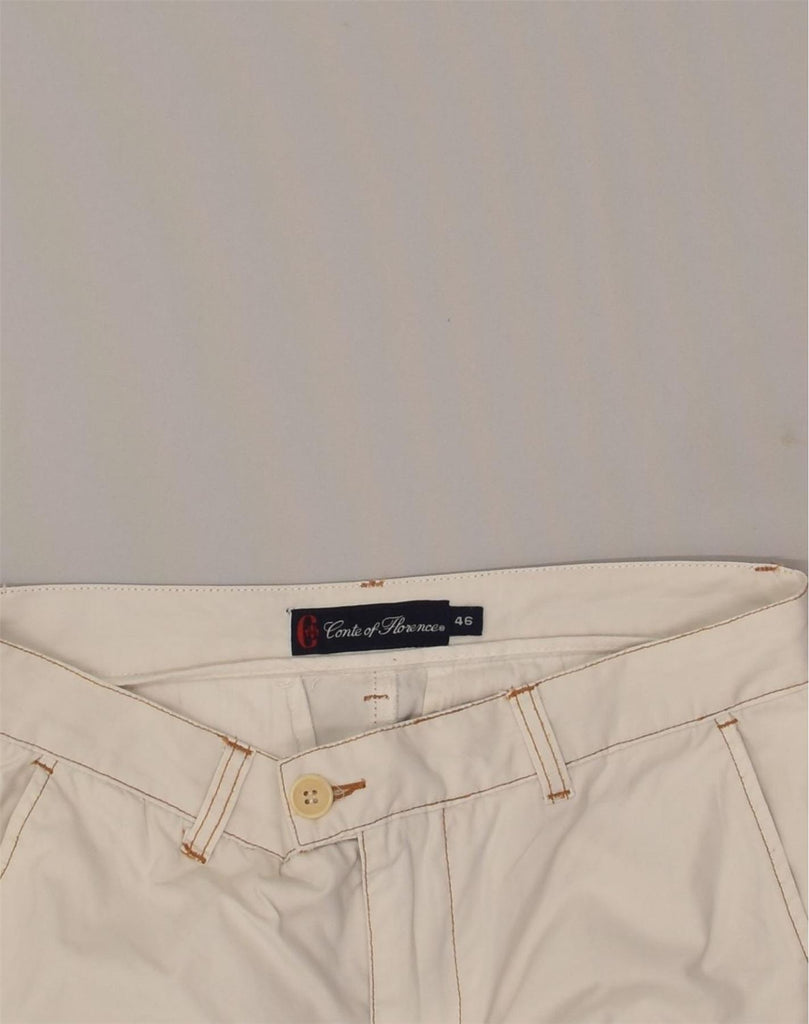 CONTE OF FLORENCE Mens Straight Casual Trousers IT 46 Small W30 L34 White | Vintage Conte of Florence | Thrift | Second-Hand Conte of Florence | Used Clothing | Messina Hembry 