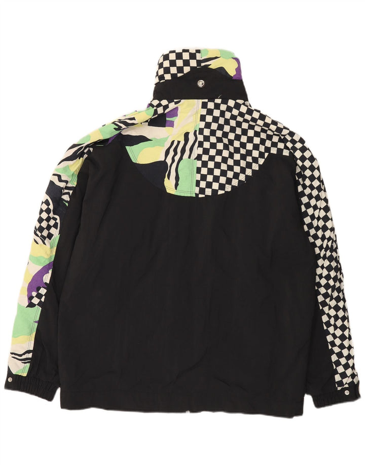 Sergio Tacchini Womens Oversized Windbreaker Jacket IT 46 Large Black Check