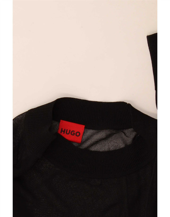 Hugo Boss Womens Top Long Sleeve UK 14 Medium Black