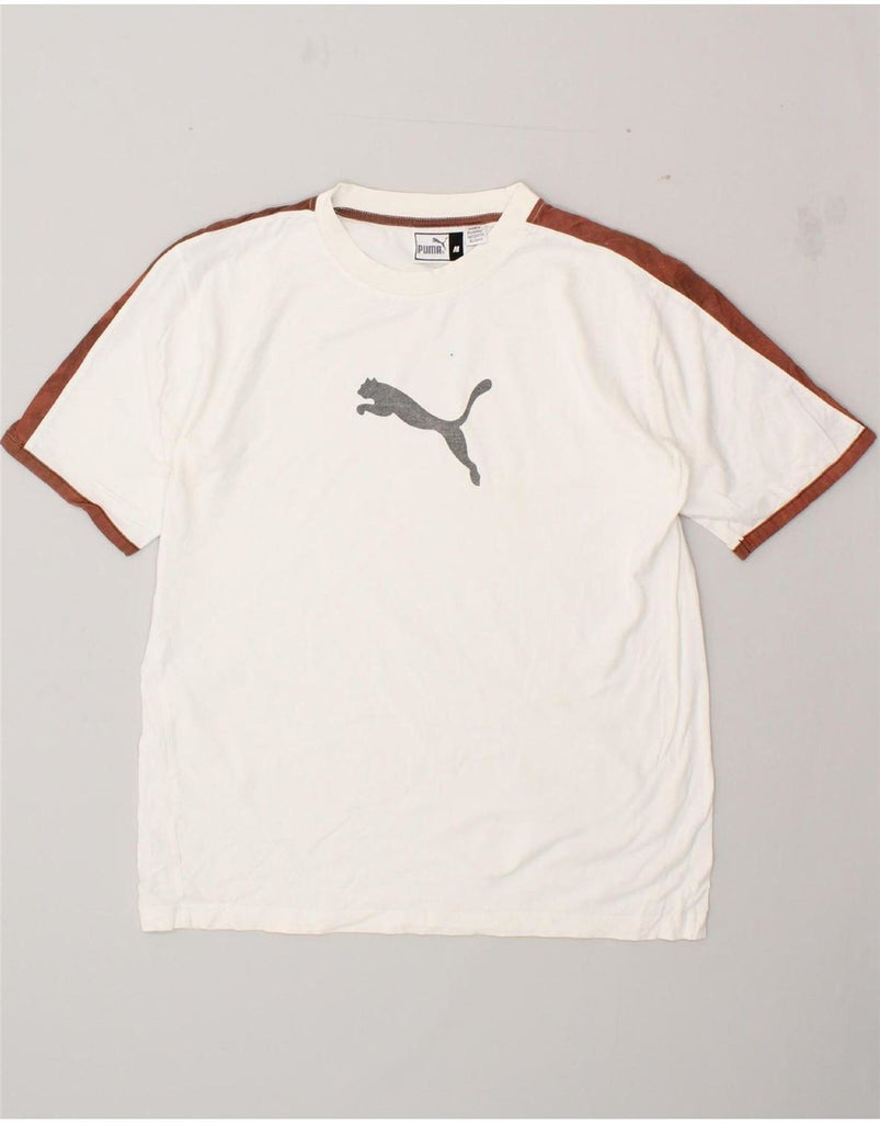 PUMA Mens T-Shirt Top Medium White Colourblock Vintage Puma and Second-Hand Puma from Messina Hembry 