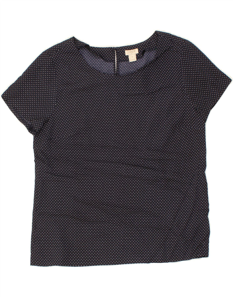 J. CREW Womens Loose Fit Blouse Top UK 6 XS Navy Blue Polka Dot Polyester Vintage J. Crew and Second-Hand J. Crew from Messina Hembry 