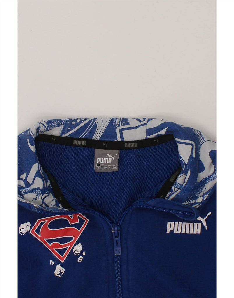 PUMA Boys Superman Graphic Zip Hoodie Sweater 7-8 Years Small Blue Cotton Vintage Puma and Second-Hand Puma from Messina Hembry 