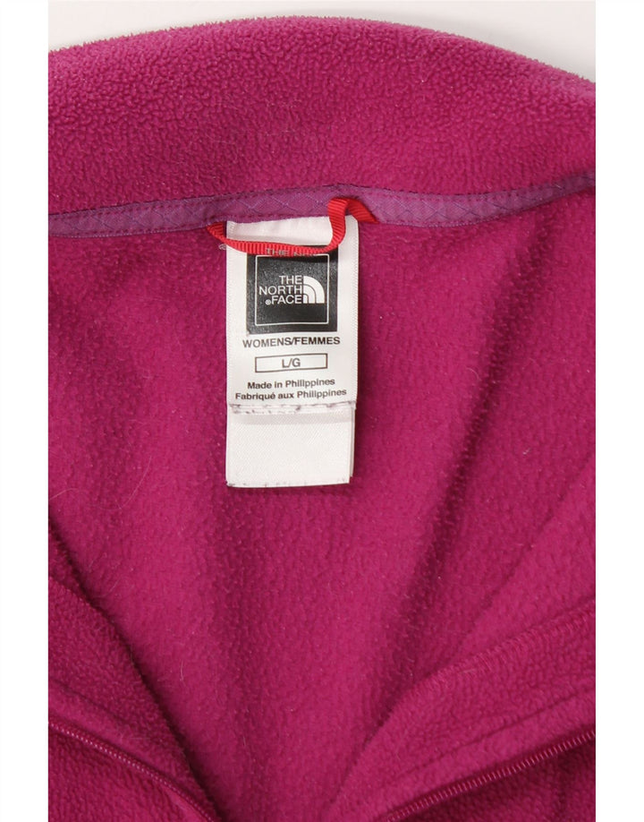 The North Face Womens Zip Neck Fleece Jumper UK 16 Large Pink Polyester