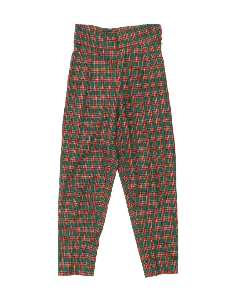 VINTAGE Womens High Waist Casual Trousers W28 L27 Green Check Vintage Vintage and Second-Hand Vintage from Messina Hembry 
