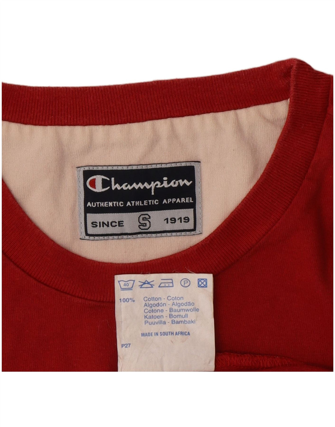 Champion Mens Graphic T-Shirt Top Small Red Cotton