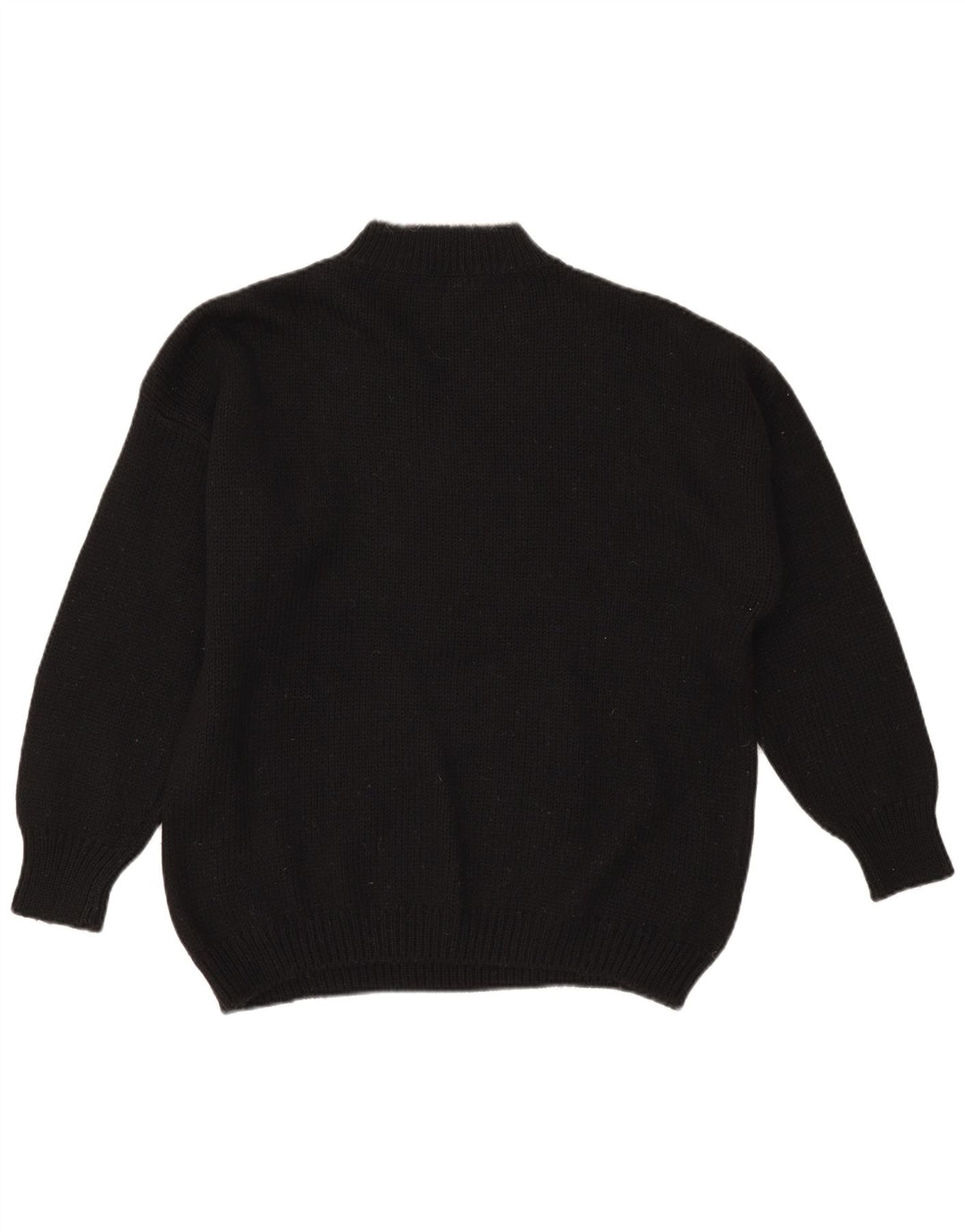 Vintage Womens Graphic Oversized Turtle Neck Jumper Sweater Large Black