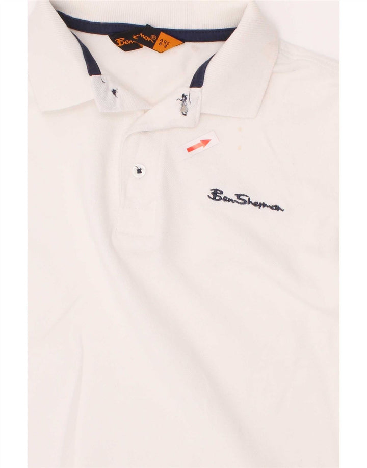Ben Sherman Boys Polo Shirt 8-9 Years White Cotton