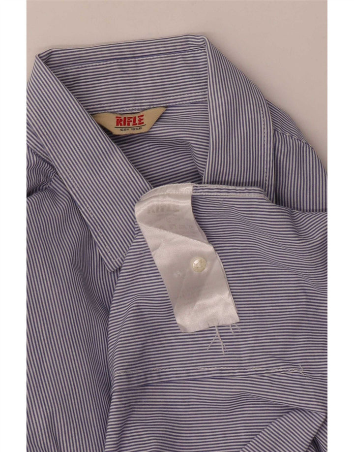 Rifle Mens Shirt Medium Blue Pinstripe Cotton