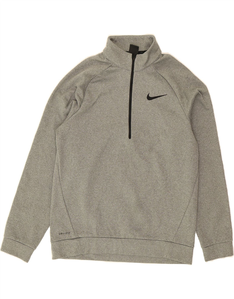 NIKE Mens Dri Fit Zip Neck Sweatshirt Jumper Medium Grey Polyester Vintage Nike and Second-Hand Nike from Messina Hembry 