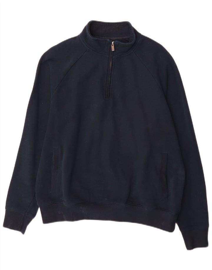 Marks & Spencer Mens 1/4 Zip Regular Fit Sweatshirt Jumper Medium Navy Blue
