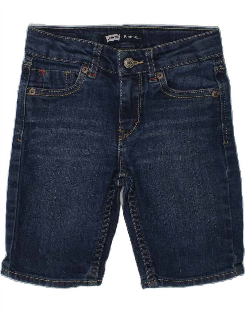 LEVI'S Girls Bermuda Denim Bermuda Shorts 5-6 Years W22 Navy Blue Ramie | Vintage Levi's | Thrift | Second-Hand Levi's | Used Clothing | Messina Hembry 