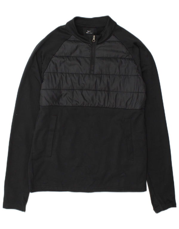 Nike Boys Dri Fit Zip Neck Sweatshirt Jumper 12-13 Years Large Black