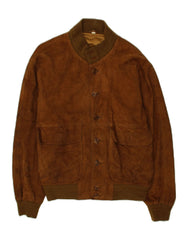 VINTAGE Mens Suede Bomber Jacket IT 46 Small Brown Leather