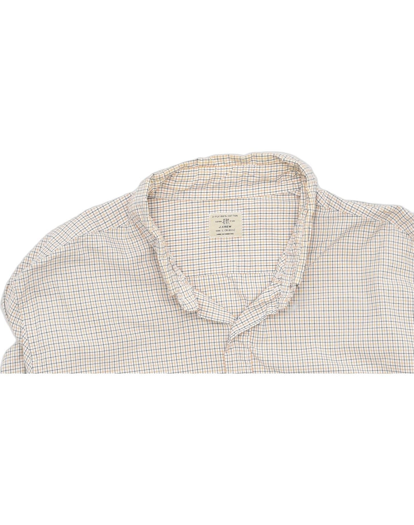 J. CREW Mens Slim Shirt Size 16 16 1/2 XL Beige Check Cotton | Vintage | Thrift | Second-Hand | Used Clothing | Messina Hembry 