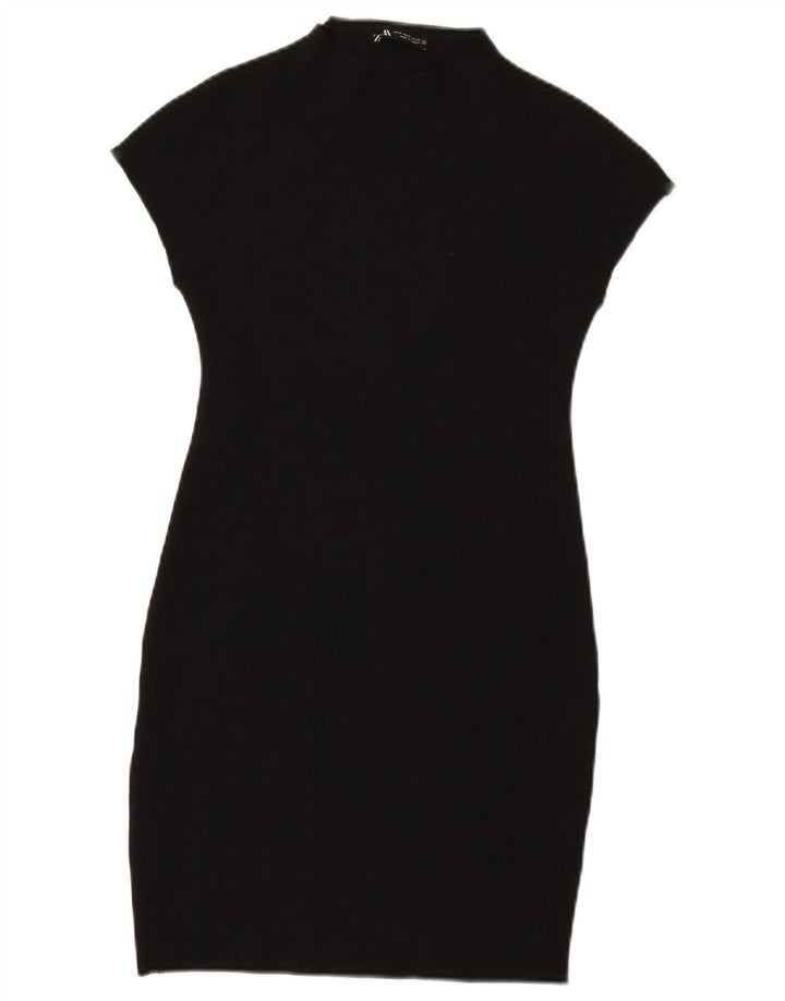 Zara Womens Bodycon Dress UK 12 Medium Black Viscose