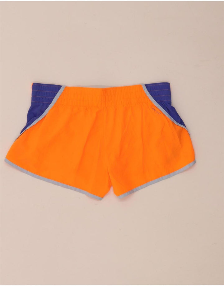 Nike Womens Dri Fit Sport Shorts UK 14 Medium  Orange Colourblock Polyester