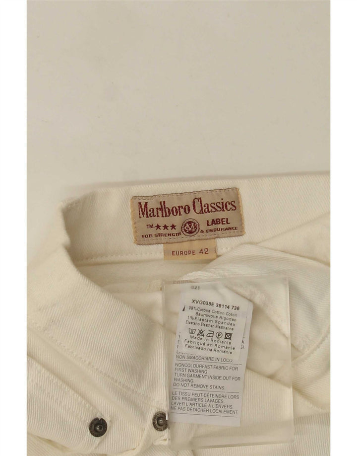 Marlboro Classics Womens Denim Skirt IT 42 Medium W28 White Cotton
