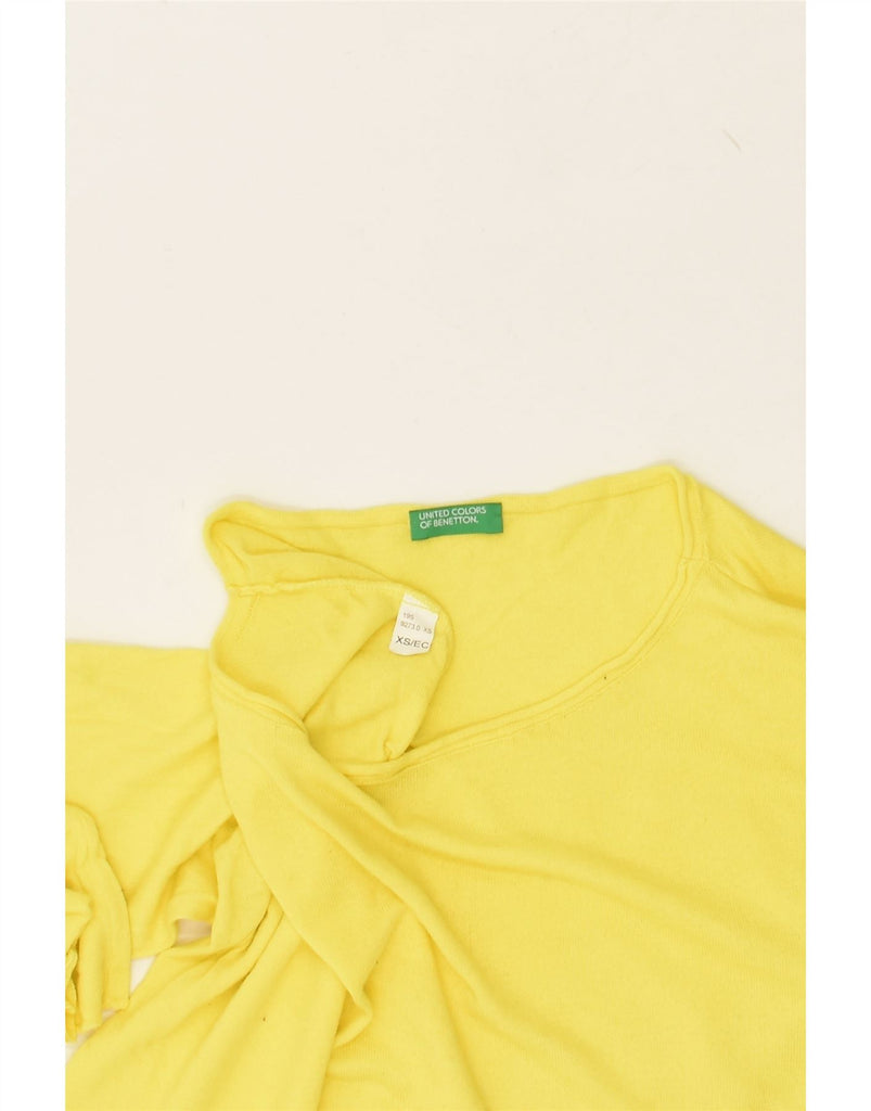 BENETTON Womens Oversized Top 3/4 Sleeve UK 6 XS Yellow | Vintage Benetton | Thrift | Second-Hand Benetton | Used Clothing | Messina Hembry 