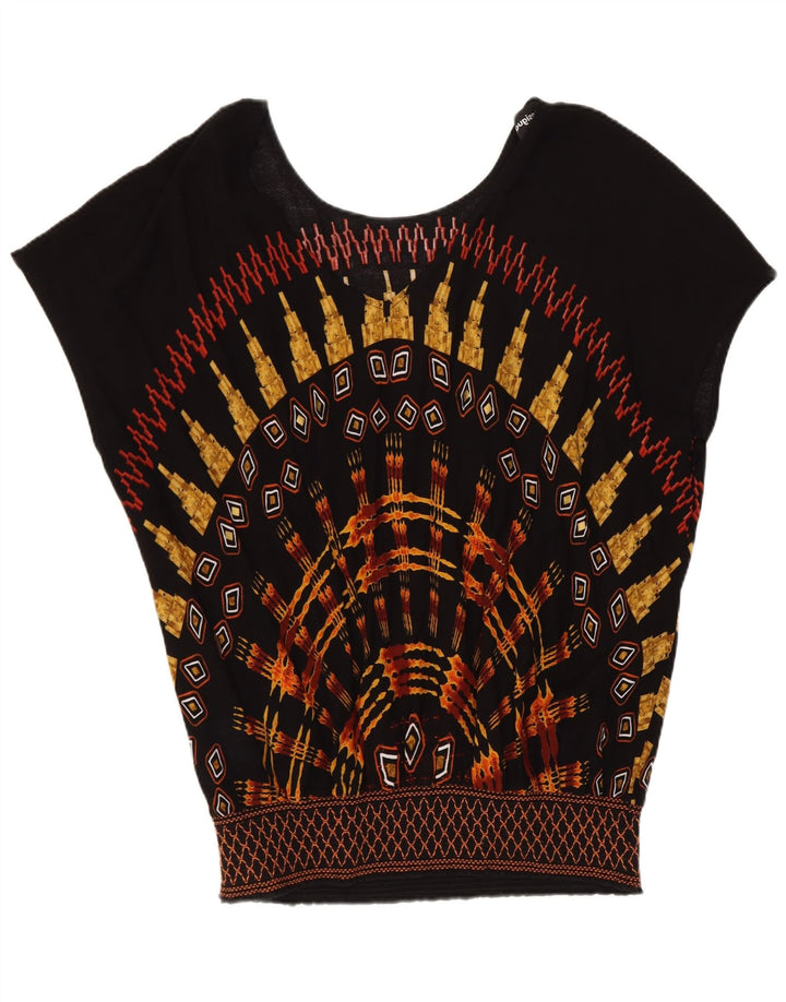 Desigual Womens Blouse Top UK 16 Large Black Geometric