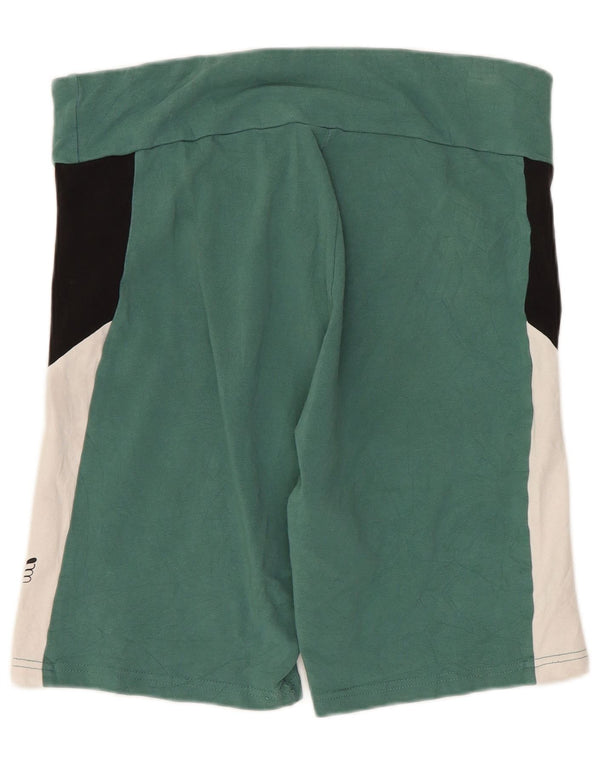Puma Womens Sport Shorts UK 14 Large Green Colourblock Cotton