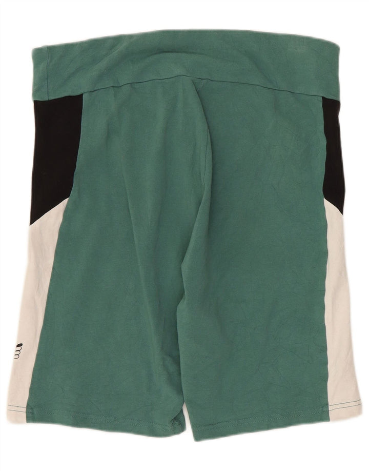 Puma Womens Sport Shorts UK 14 Large Green Colourblock Cotton