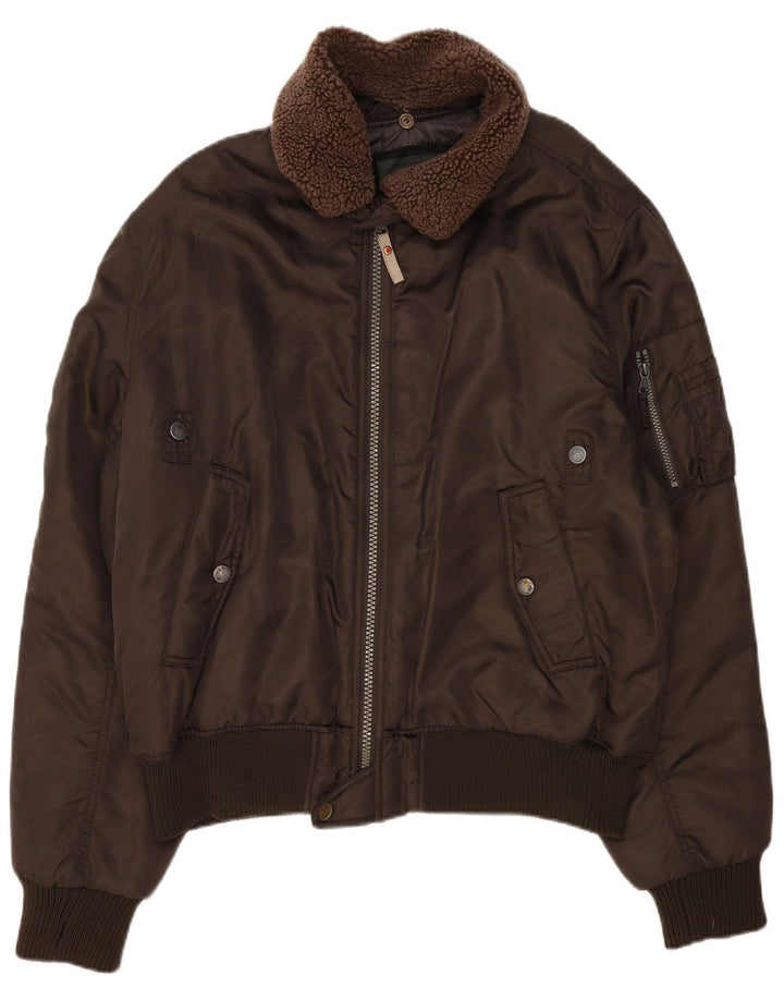 Americanino Mens Bomber Jacket UK 44 2XL Brown Nylon