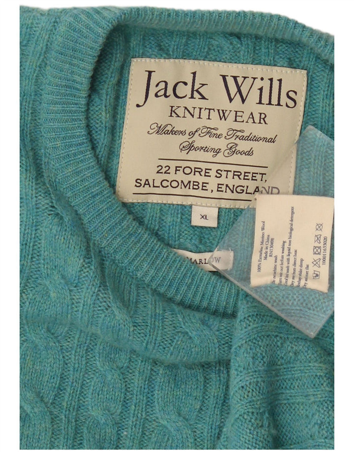 Jack Wills Mens The Marlow Crew Neck Jumper Sweater XL Turquoise