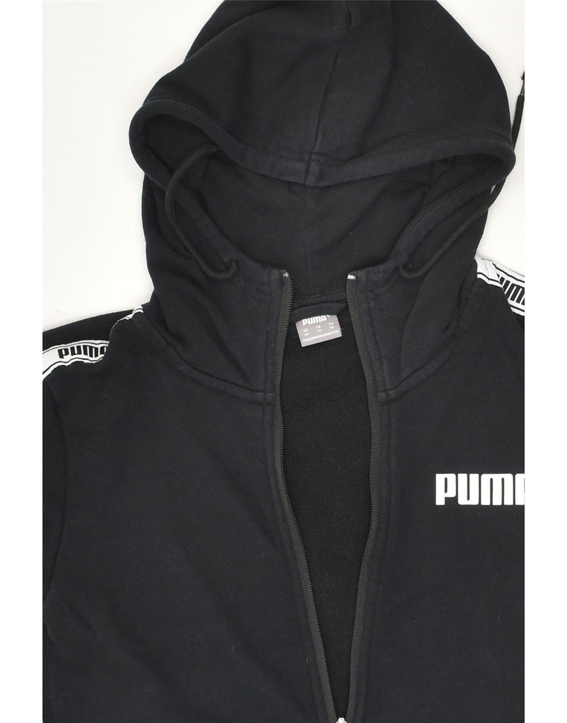 PUMA Womens Graphic Zip Hoodie Sweater UK 6 XS Black Cotton Vintage Puma and Second-Hand Puma from Messina Hembry 