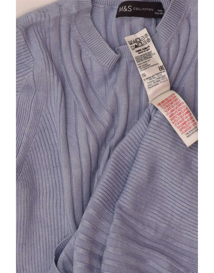 Marks & Spencer Womens Crew Neck Jumper Sweater UK 12 Medium Blue
