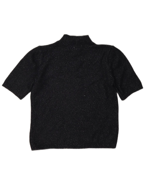 Marks & Spencer Womens Turtle Neck Jumper Sweater UK 10 Small Black Flecked