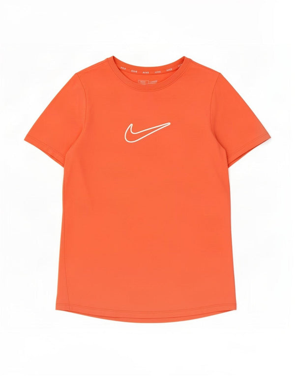 Nike Girls Dri Fit Graphic T-Shirt Top 13-14 Years XL Orange Polyester