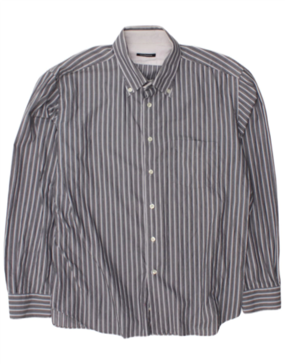 Roccobarocco Mens Shirt Size 45 18 2XL Grey Striped