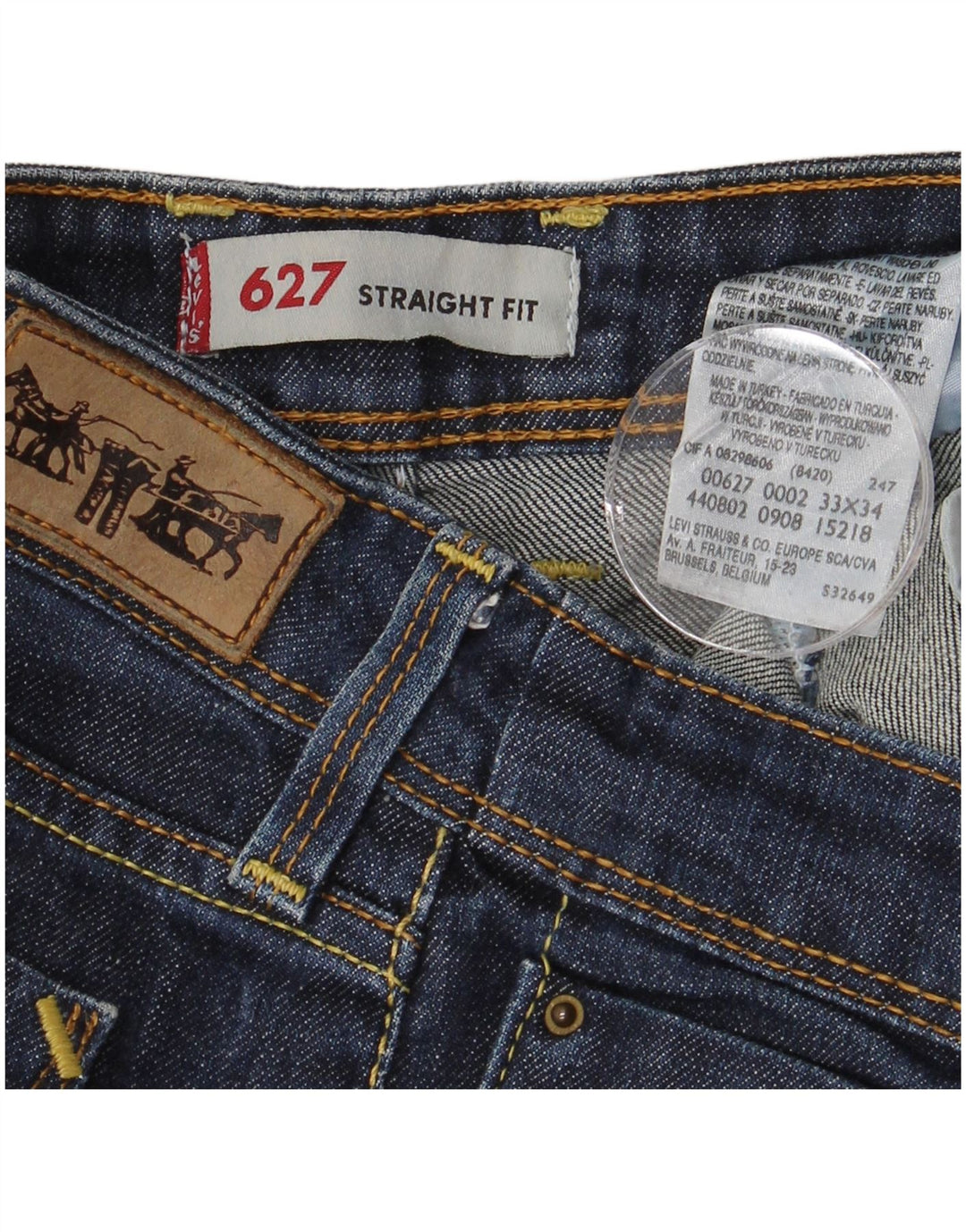 LEVI'S Womens 627 Straight Jeans W33 L29 Navy Blue Cotton