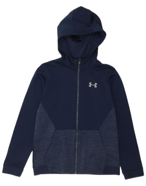 Under Armour Girls Zip Hoodie Sweater 11-12 Years Large Navy Blue Sports